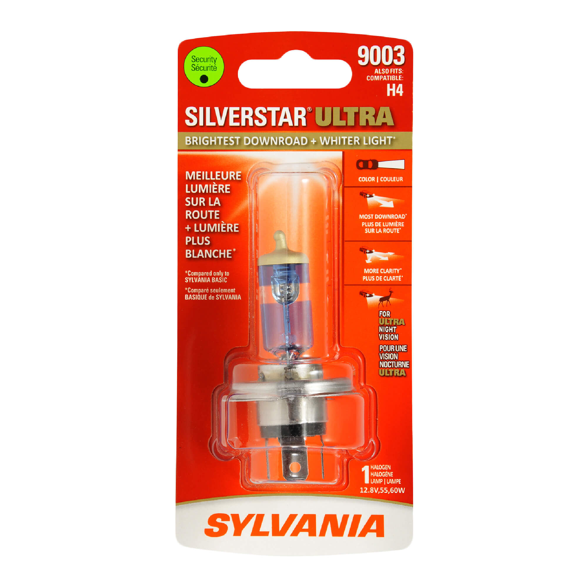SYLVANIA 9003 SilverStar ULTRA Halogen Headlight Bulb 1 Pack